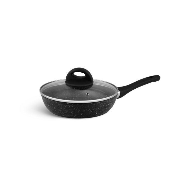 Set tigaie Edenberg aluminiu presat cu capac din sticla, 24CM, EB3426