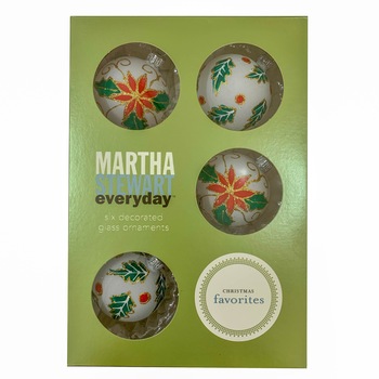 Set 6 globuri clasice din sticla suflate si pictate manual, Argcoms, Fabrica lui Mos Craciun, Martha Stewart, Model 1, Multicolore, 60 mm, Sferice Set 6 globuri clasice din sticla suflate si pictate manual, Argcoms, Fabrica lui Mos Craciun, Martha Stewart, Model 1, Multicolore, 60 mm, Sferice