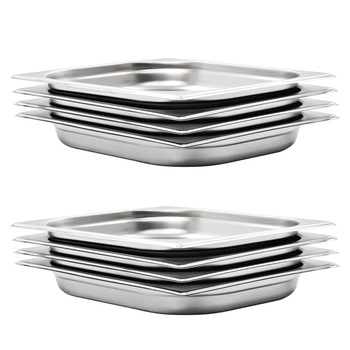 Set de 8 recipiente Gastronom, vidaXL, Otel inoxidabil, gn 1/2 40 mm, Argintiu Set de 8 recipiente Gastronom, vidaXL, Otel inoxidabil, gn 1/2 40 mm, Argintiu