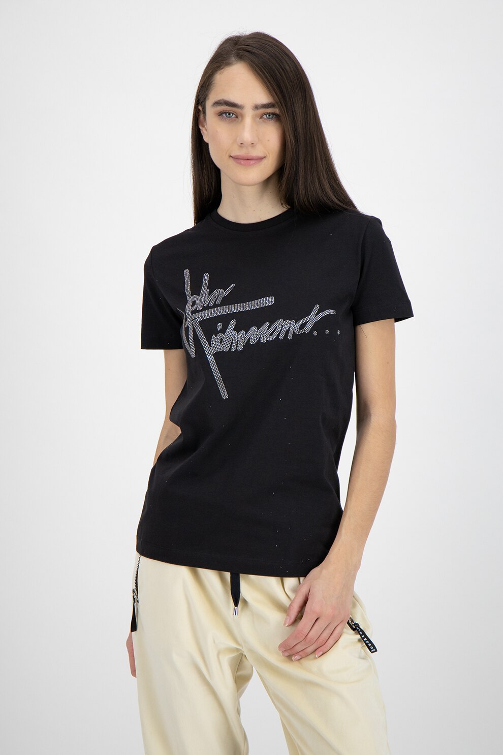 John Richmond, Tricou cu decolteu la baza gatului si logo, Negru