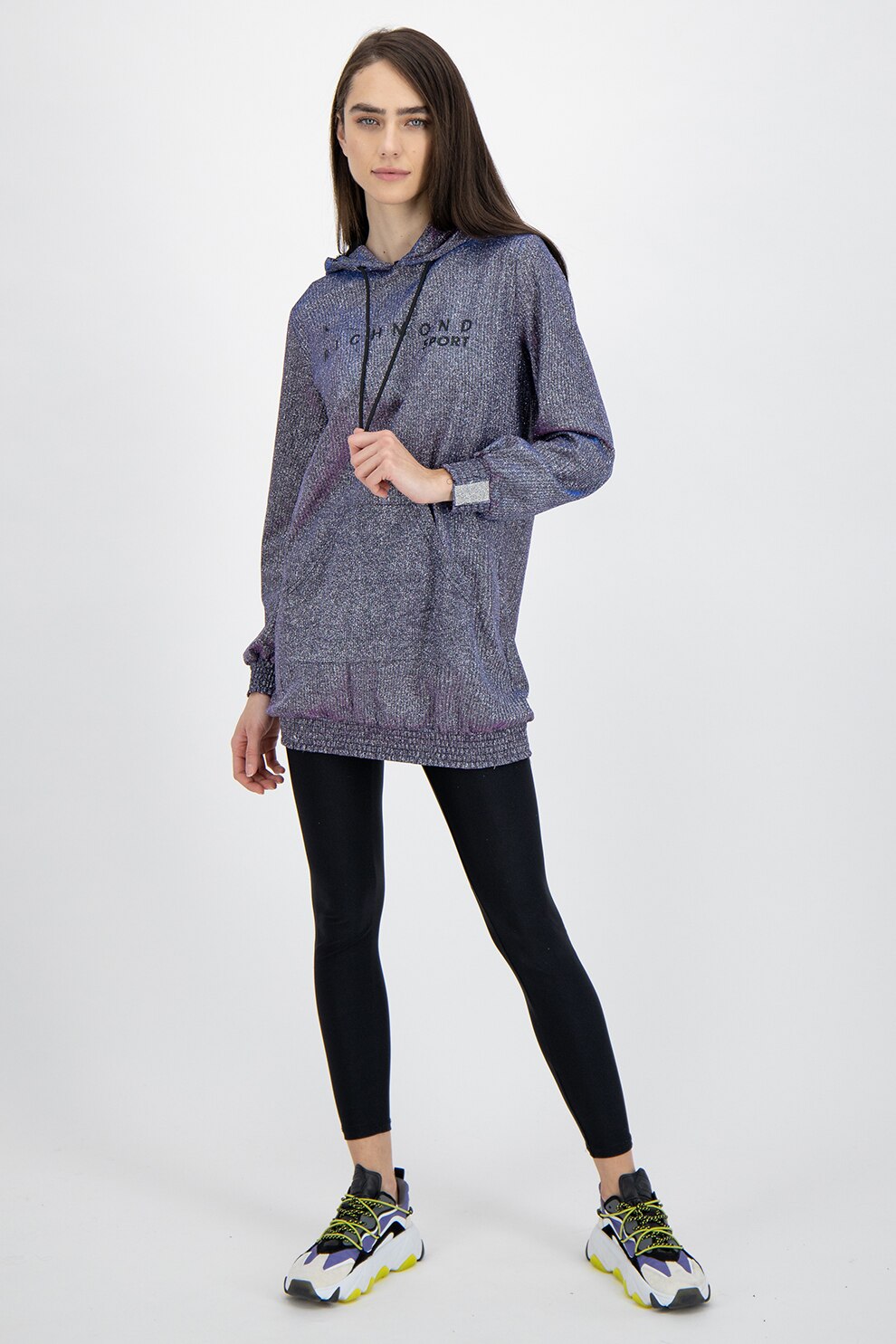 John Richmond, Rochie tip hanorac cu buzunar kangaroo, Argintiu