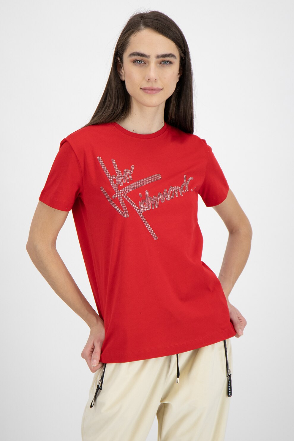 John Richmond, Tricou cu decolteu la baza gatului si logo, Rosu