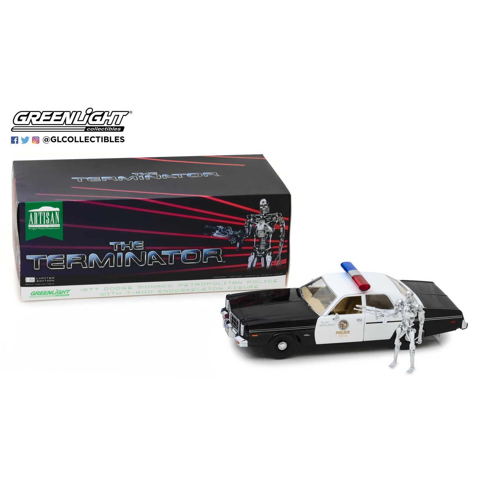 Macheta auto Dodge Monaco Police Terminator (1977) cu Robot