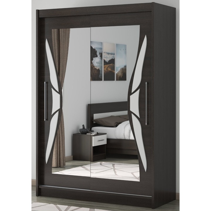 Dulap cu usi Glisante Domas D07 150 cm lungime x 216 cm inaltime wenge