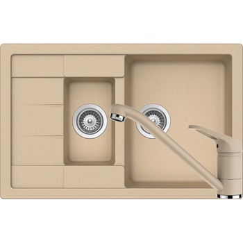 Kit chiuveta Schock Manhattan D-150S 780 x 500 mm si baterie Schock Cosmo Moonstone Cristalite Kit chiuveta Schock Manhattan D-150S 780 x 500 mm si baterie Schock Cosmo Moonstone Cristalite