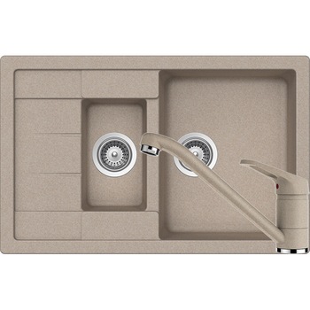 Kit chiuveta Schock Manhattan D-150S 780 x 500 mm si baterie Schock Cosmo Sabbia Cristalite Kit chiuveta Schock Manhattan D-150S 780 x 500 mm si baterie Schock Cosmo Sabbia Cristalite