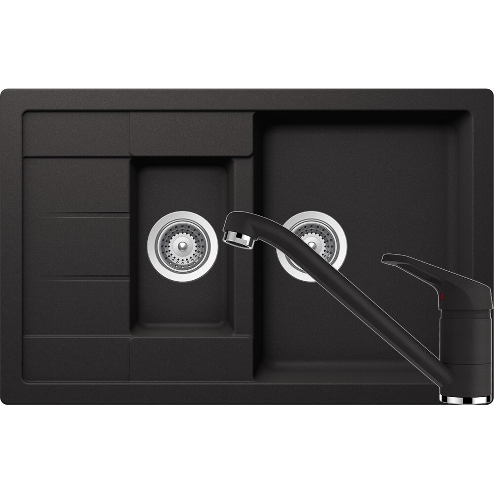 Kit chiuveta Schock Manhattan D-150S 780 x 500 mm si baterie Schock Cosmo Nero Cristalite