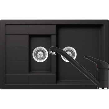 Kit chiuveta Schock Manhattan D-150S 780 x 500 mm si baterie Schock Cosmo Nero Cristalite Kit chiuveta Schock Manhattan D-150S 780 x 500 mm si baterie Schock Cosmo Nero Cristalite