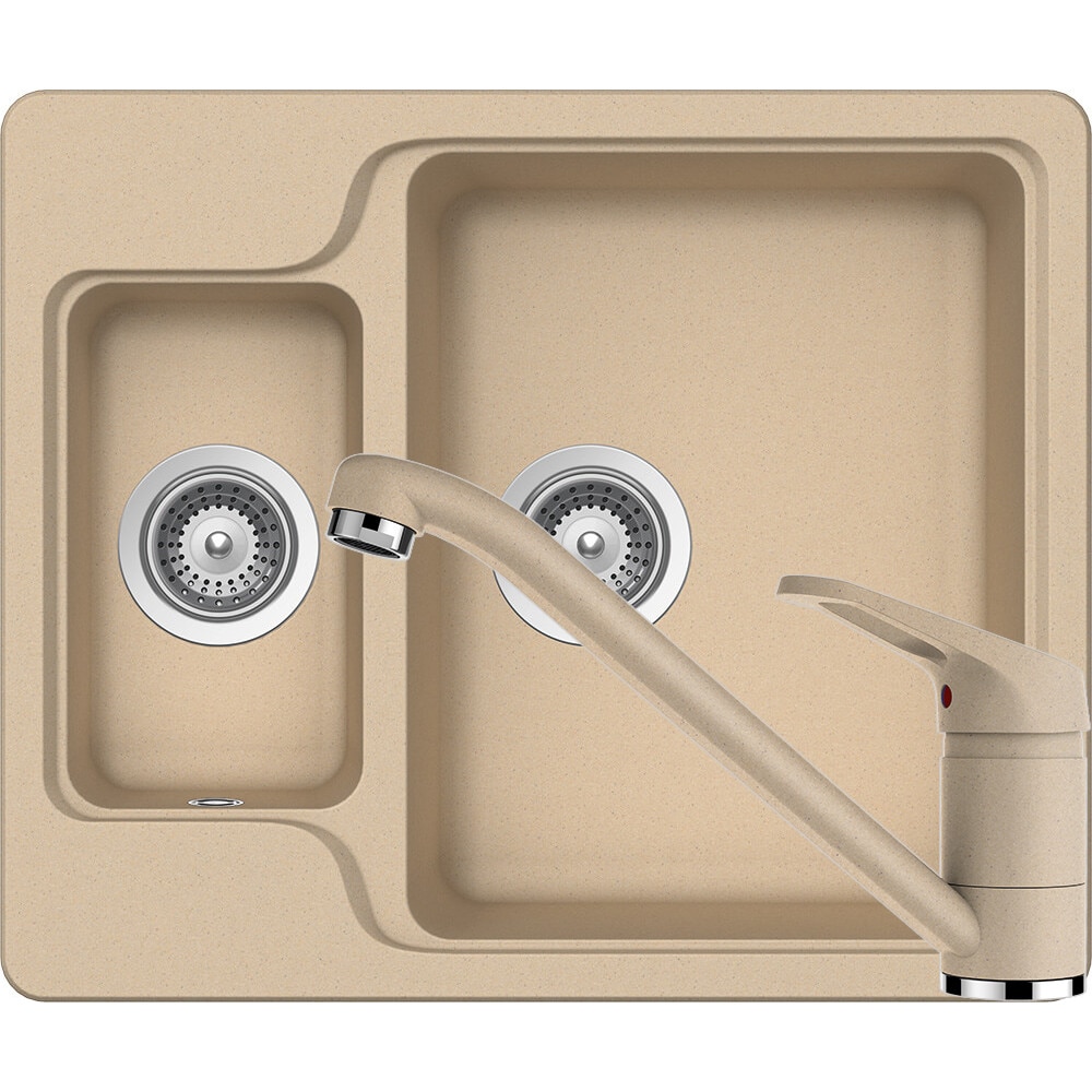 Kit chiuveta Schock Manhattan N-150 610 x 510 mm si baterie Schock Cosmo Moonstone Cristalite