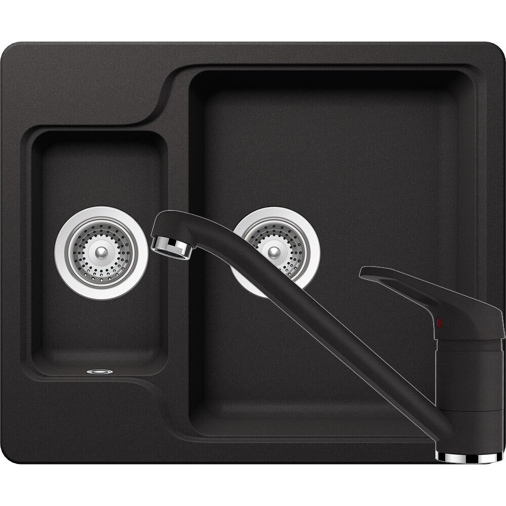 Kit chiuveta Schock Manhattan N-150 610 x 510 mm si baterie Schock Cosmo Nero Cristalite