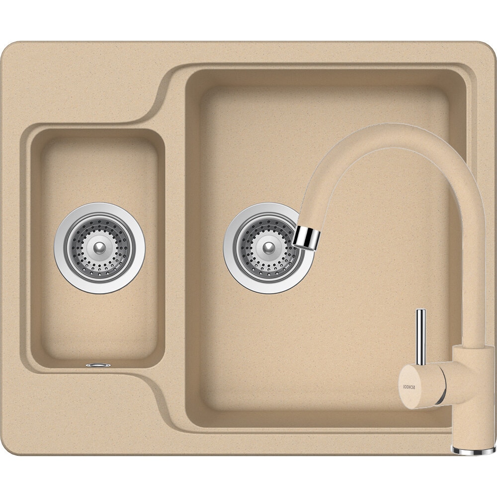 Kit chiuveta Schock Manhattan N-150 610 x 510 mm si baterie Schock Plutos Moonstone Cristalite