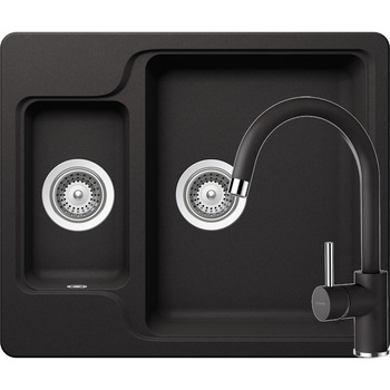 Kit chiuveta Schock Manhattan N-150 610 x 510 mm si baterie Schock Plutos Nero Cristalite Kit chiuveta Schock Manhattan N-150 610 x 510 mm si baterie Schock Plutos Nero Cristalite