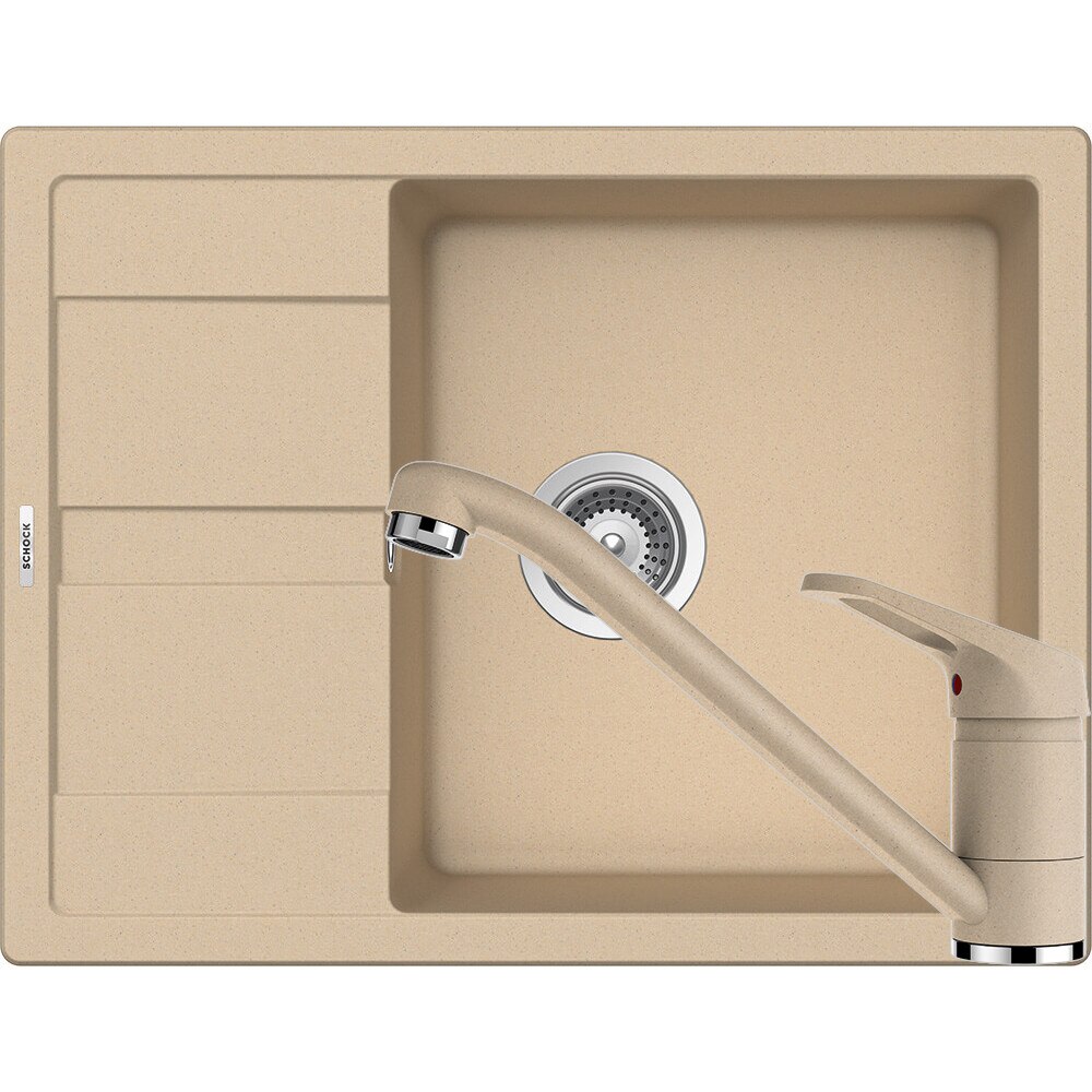 Kit chiuveta Schock Ronda D-100L 650 x 500 mm si baterie Schock Cosmo Moonstone Cristalite