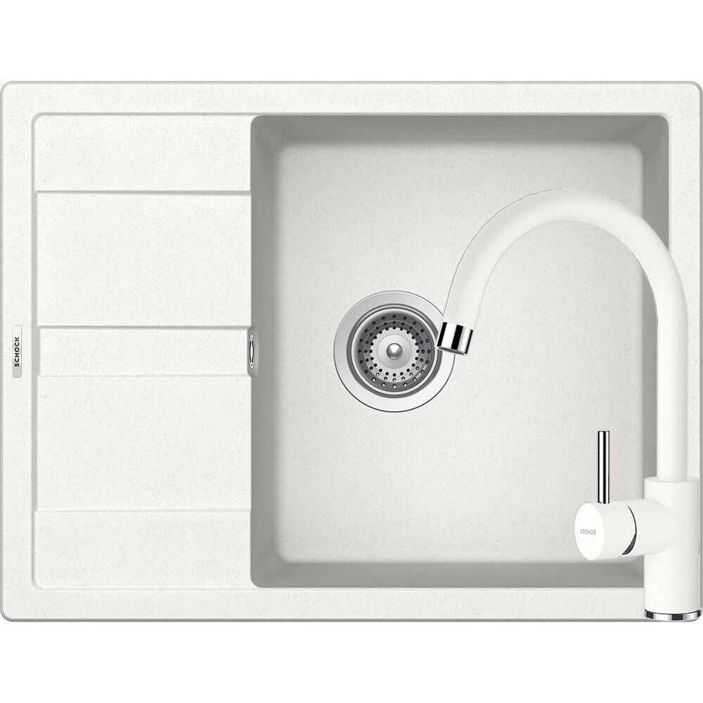 Kit chiuveta Schock Ronda D-100L 650 x 500 mm si baterie Schock Plutos Alpina Cristalite