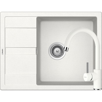 Kit chiuveta Schock Ronda D-100L 650 x 500 mm si baterie Schock Plutos Alpina Cristalite Kit chiuveta Schock Ronda D-100L 650 x 500 mm si baterie Schock Plutos Alpina Cristalite