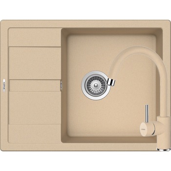 Kit chiuveta Schock Ronda D-100L 650 x 500 mm si baterie Schock Plutos Moonstone Cristalite Kit chiuveta Schock Ronda D-100L 650 x 500 mm si baterie Schock Plutos Moonstone Cristalite