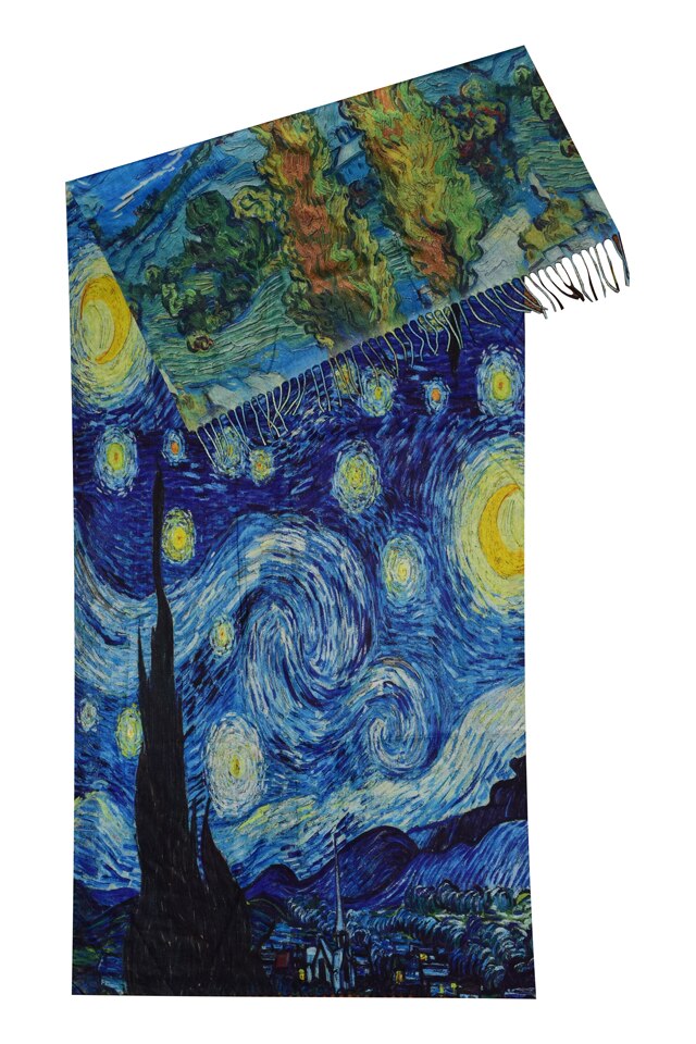 Fular tip esarfa pictata multicolor 2, Dacali, casmir , 08 albastru/galben