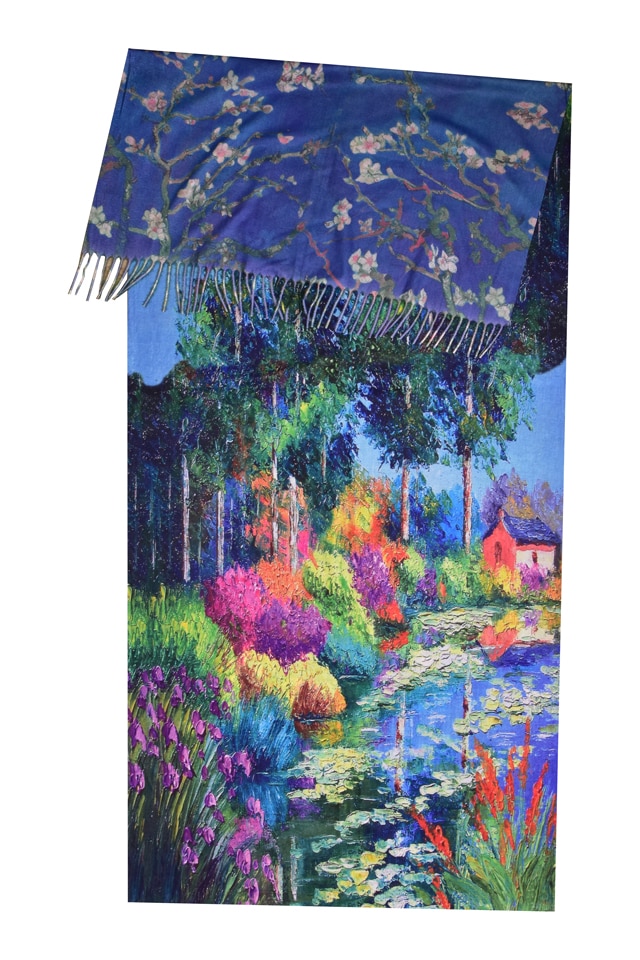 Fular tip esarfa pictata multicolor 1 , Dacali, casmir , 01 albastru