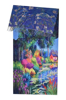 Fular tip esarfa pictata multicolor 1 , Dacali, casmir , 01 albastru Fular tip esarfa pictata multicolor 1 , Dacali, casmir , 01 albastru