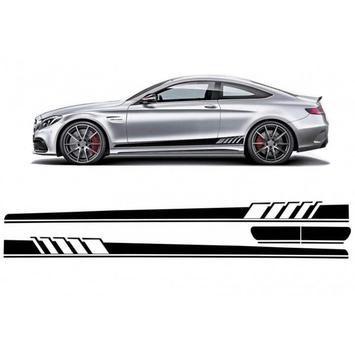 Stickere Laterale compatibil cu Mercedes C-Class C205 Coupe A205 Cabriolet 2014-up C63 Design Negru Lucios