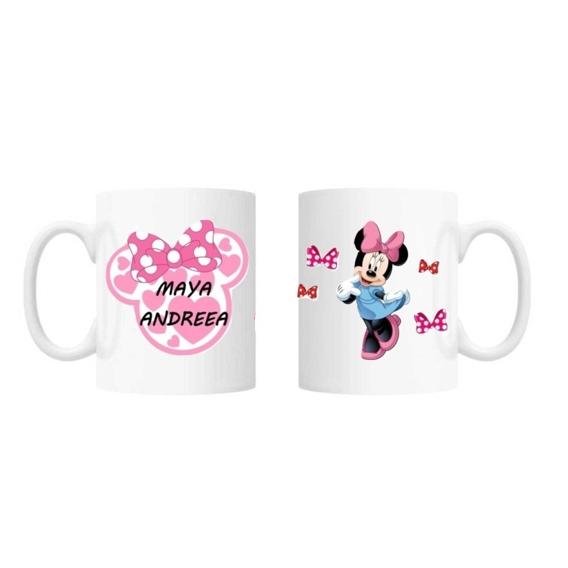 Cana personalizata cu nume pentru copii - Minnie Mouse, 300 ml