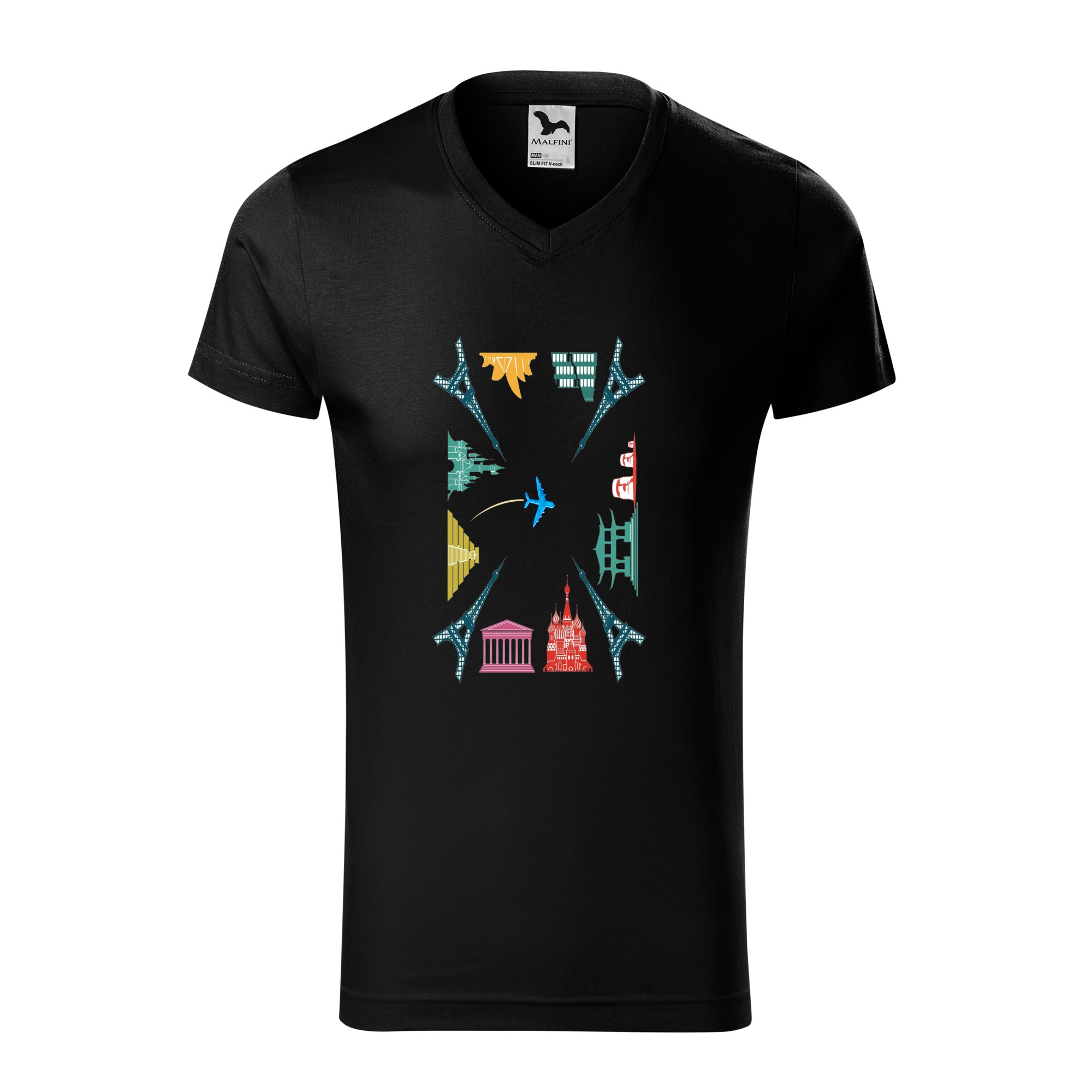 Tricou barbati, Malfini, Square World, Negru, 2XL