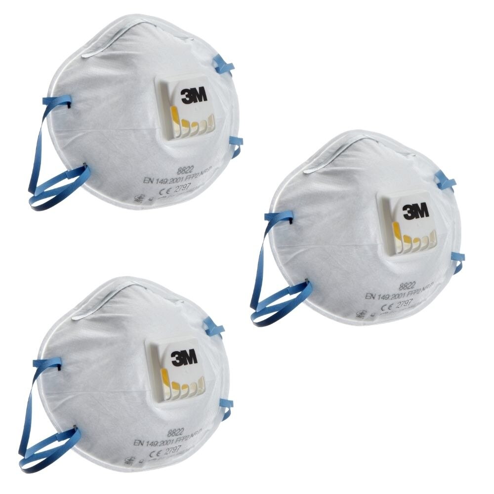 Set 3 masti FFP2 3M 8822, cu valva, certificat CE
