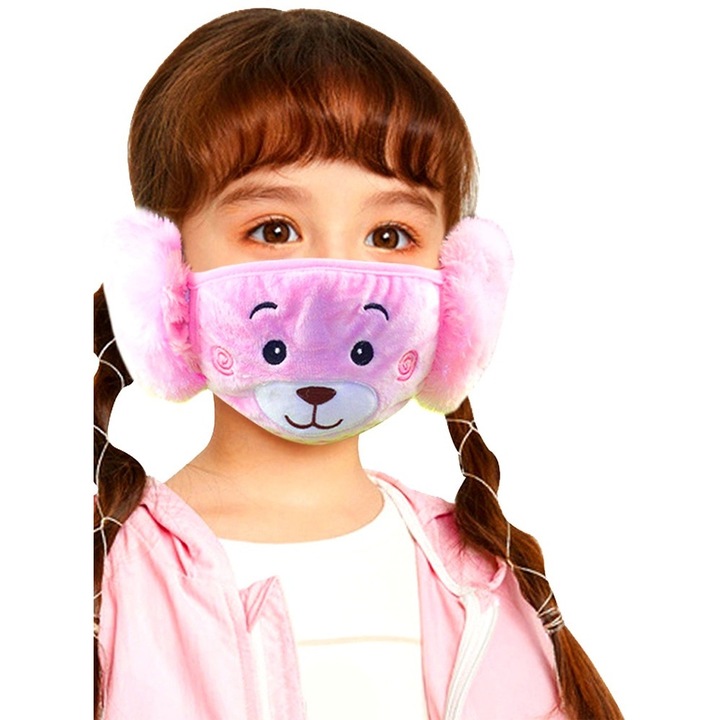 Текстилна защитна маска за деца Neo Kids, Памук, Многократна употреба, Розова
