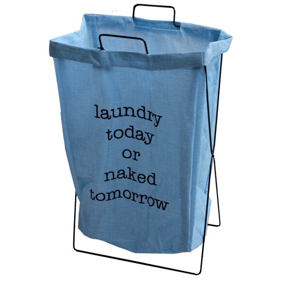 Cos rufe baie cu cadru metalic pliabil RAKI 35x26x59cm albastru