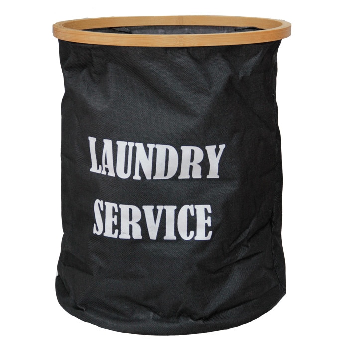 Cos rufe baie RAKI cu cadru bambus 38x47cm negru