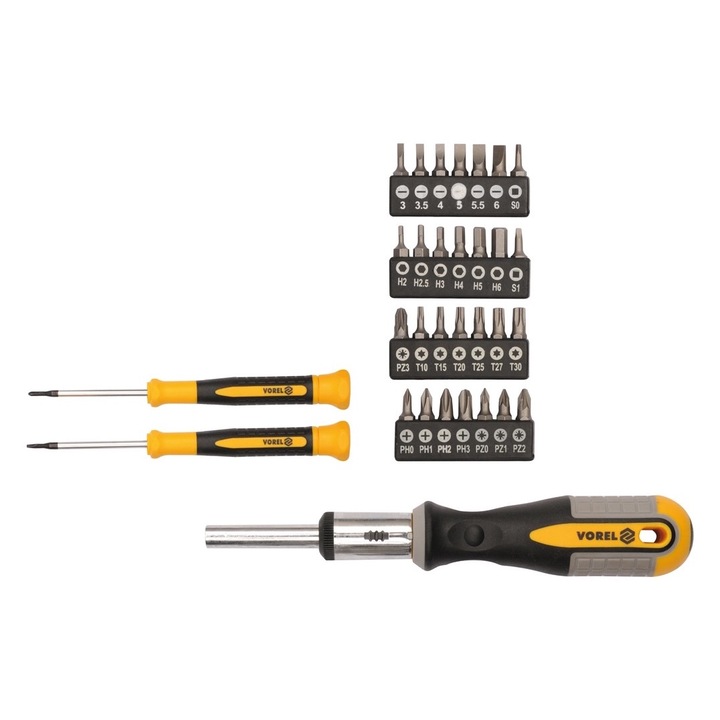 Set surubelnita cu clichet si biti, 31buc Vorel 64655