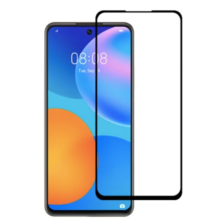 Folie G-Tech, Huawei P Smart 2021, Lipici pe intreaga suprafata, Acoperire completa, Sticla AGC, Neagra