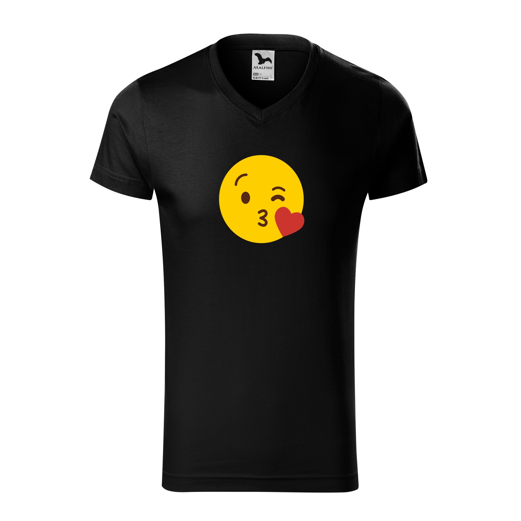 Tricou barbati, Malfini, Emoji Kissing Face, Negru, L
