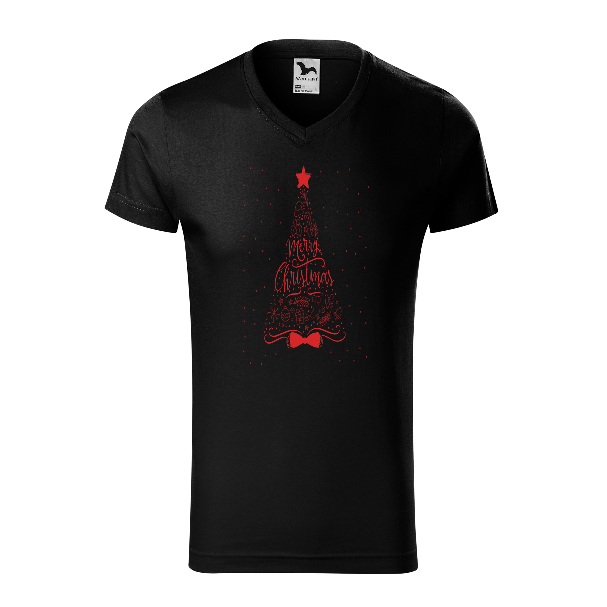 Tricou barbati, Malfini, Christmas Tree, Negru, 2XL