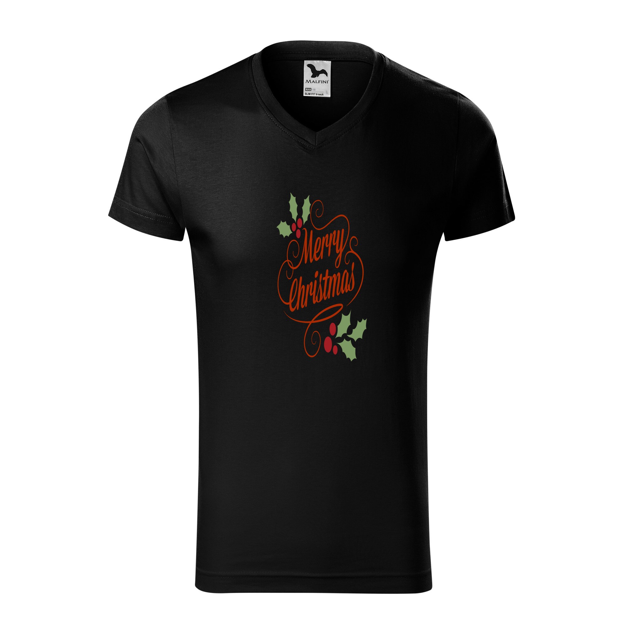 Tricou barbati, Malfini, Happy Christmas, Negru, M