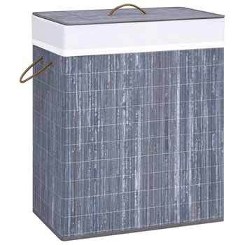 Cos de rufe din bambus 100 L, vidaXL, Bambus, 52 x 32 x 62,5 cm, Gri Cos de rufe din bambus 100 L, vidaXL, Bambus, 52 x 32 x 62,5 cm, Gri