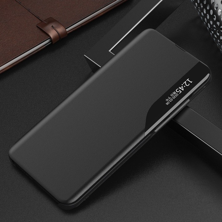 Калъф за телефон Eco Leather View Elegant със стойка за Samsung Galaxy Note 10+ (Note 10 Plus), черен