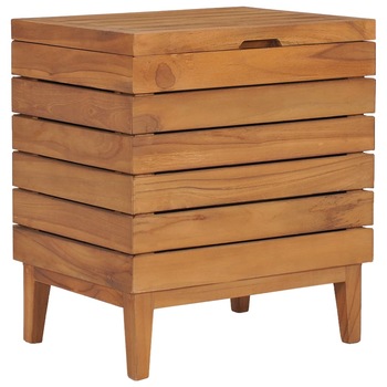 Cos de rufe din lemn masiv, vidaXL, Lemn de tec, 40 x 30 x 45 cm, Maro Cos de rufe din lemn masiv, vidaXL, Lemn de tec, 40 x 30 x 45 cm, Maro