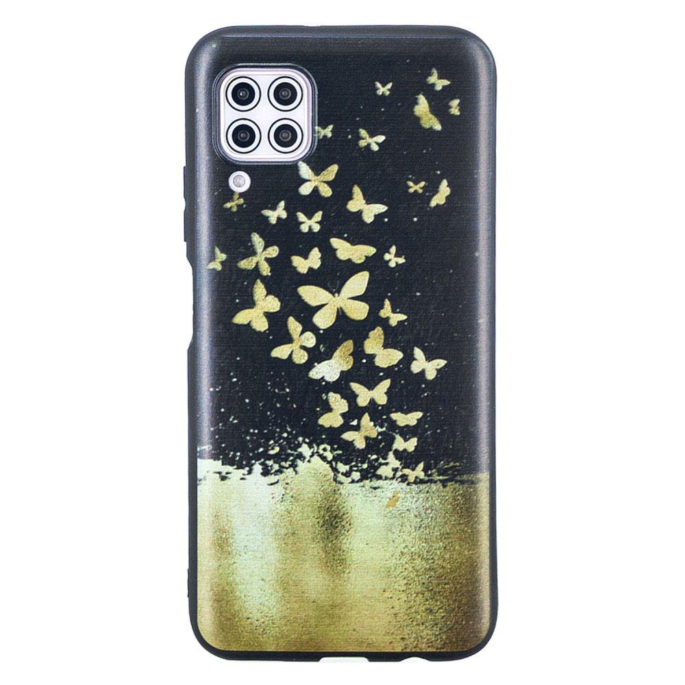 Husa Huawei P40 Lite model Golden Butterflies, Silicon, Antisoc, Viceversa Negru/Auriu