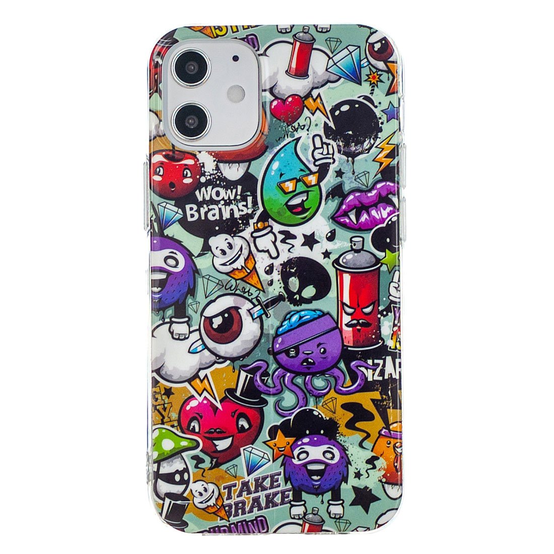 Husa silicon compatibila cu Apple iPhone 12 Mini model Graffity, Silicon, TPU Viceversa Multicolor