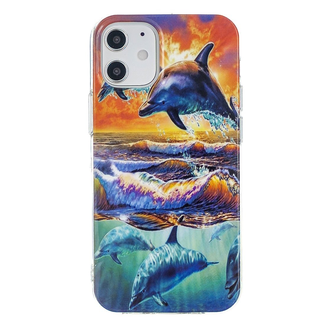 Husa silicon Apple iPhone 12 Mini model Happy Dolphins, Silicon, TPU Viceversa Multicolor