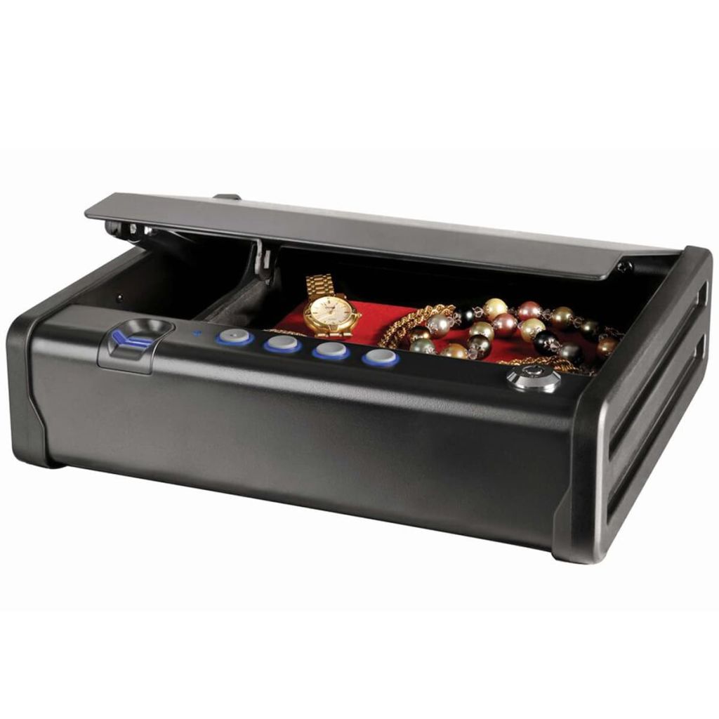 Seif compact biometric cu acces rapid, Master Lock, Otel, 8,1 x 30,7 x 25,1 cm, Negru