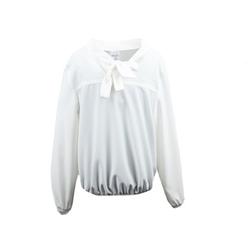 Bluza eleganta cu maneca lunga pentru fete Mini Junior BEF-MJ1, Crem, 122 Bluza eleganta cu maneca lunga pentru fete Mini Junior BEF-MJ1, Crem, 122