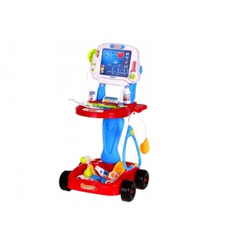 Stand de Doctor cu monitor ECG si 17 accesorii, Albastru/Rosu Stand de Doctor cu monitor ECG si 17 accesorii, Albastru/Rosu