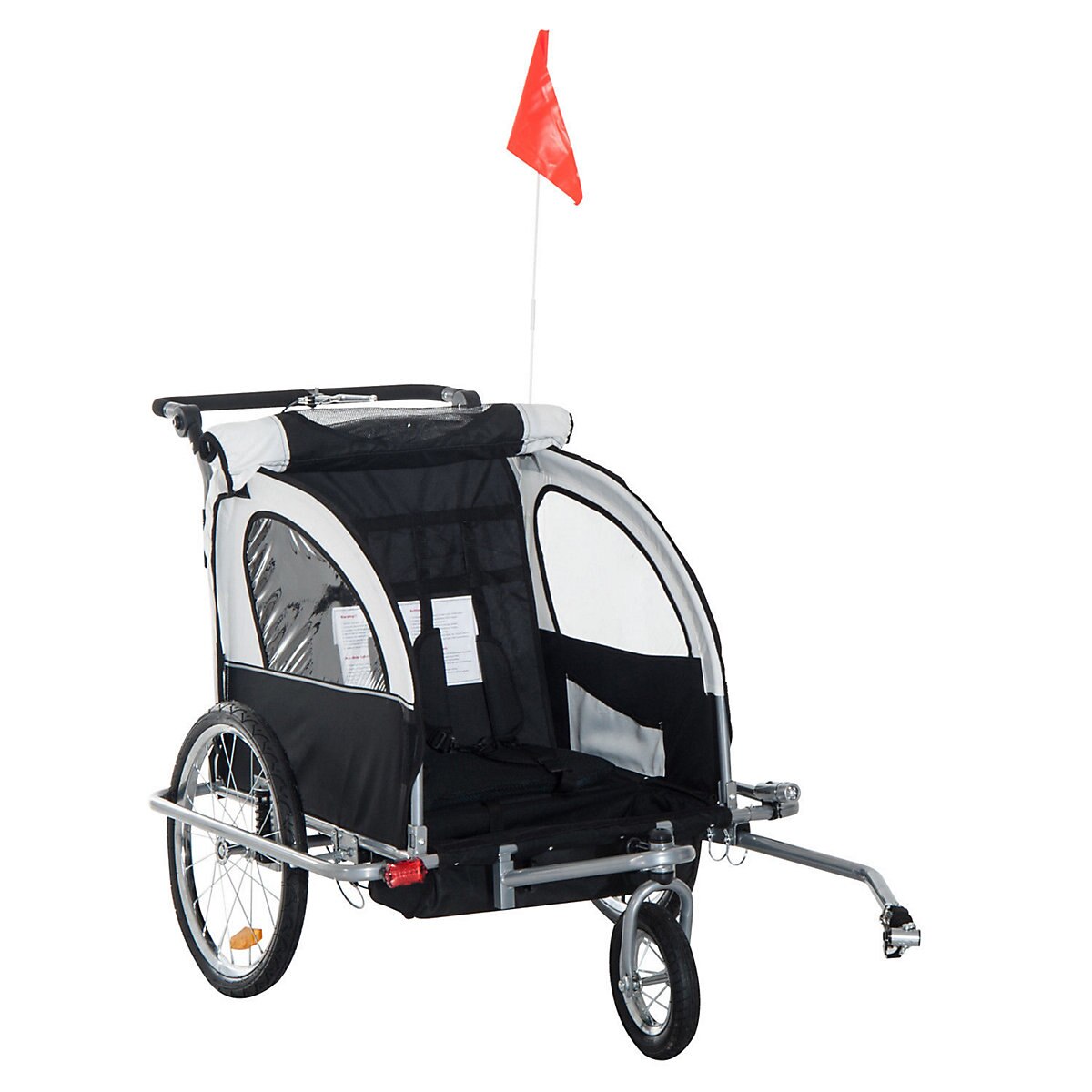 Carucior- Remorca de bicicleta Homcom , Alb cu Negru, 5664-0101BW