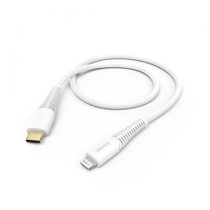 Кабел за зареждане Hama, USB-C - Lightning, 1,5 м, Бял