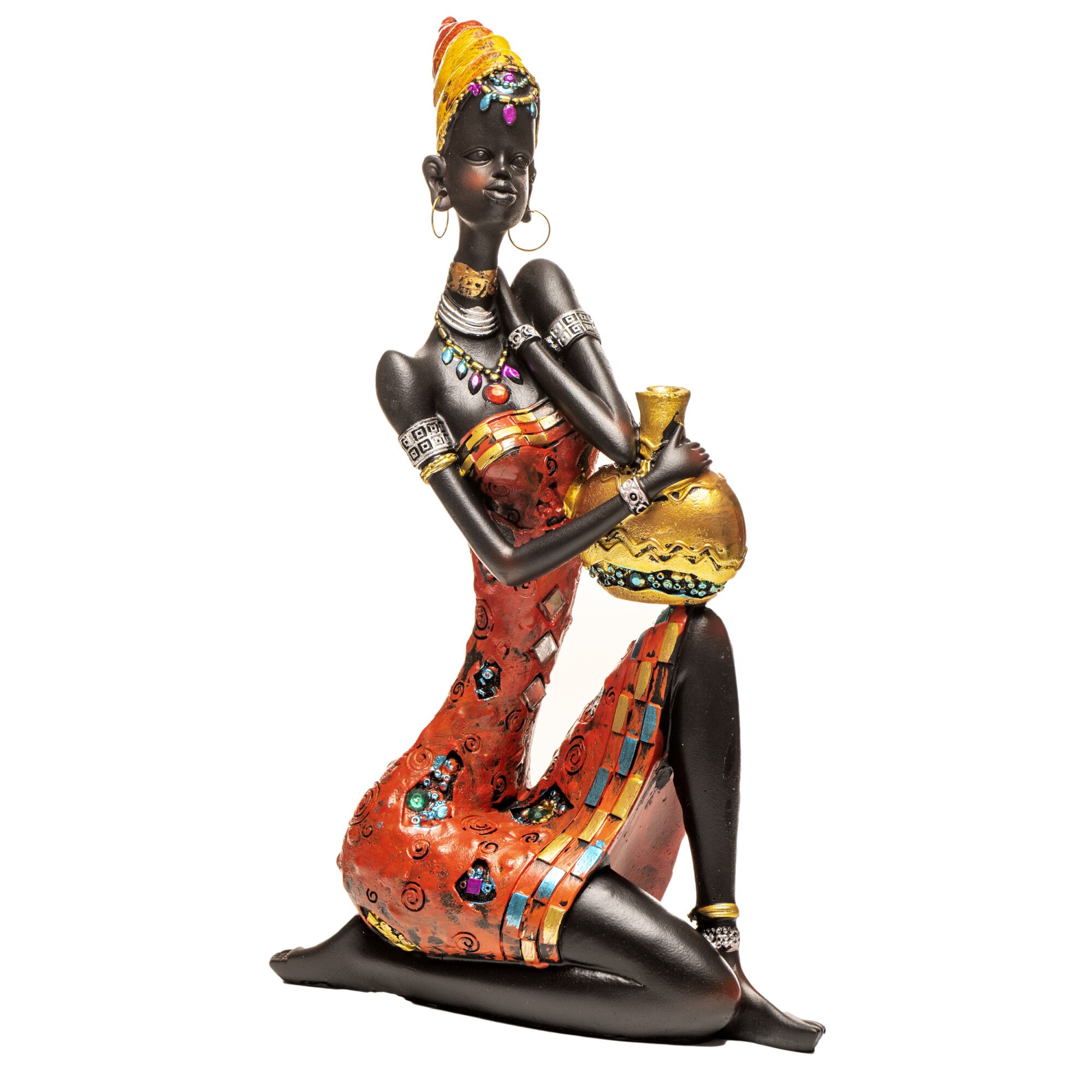 Statueta decorativa africana ANIK I, 33 cm, realizata manual din rasina