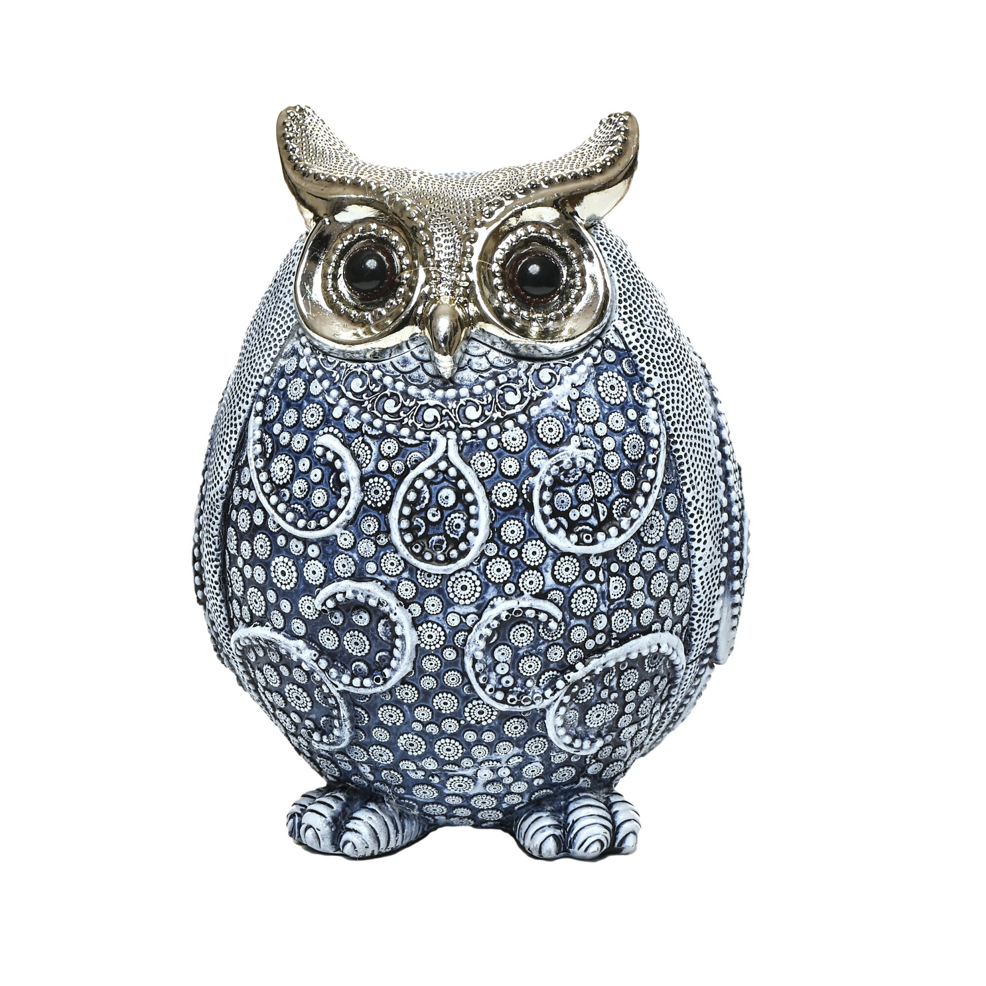 Statueta 'Bufnita pufoasa', 16 cm, realizata manual din rasina