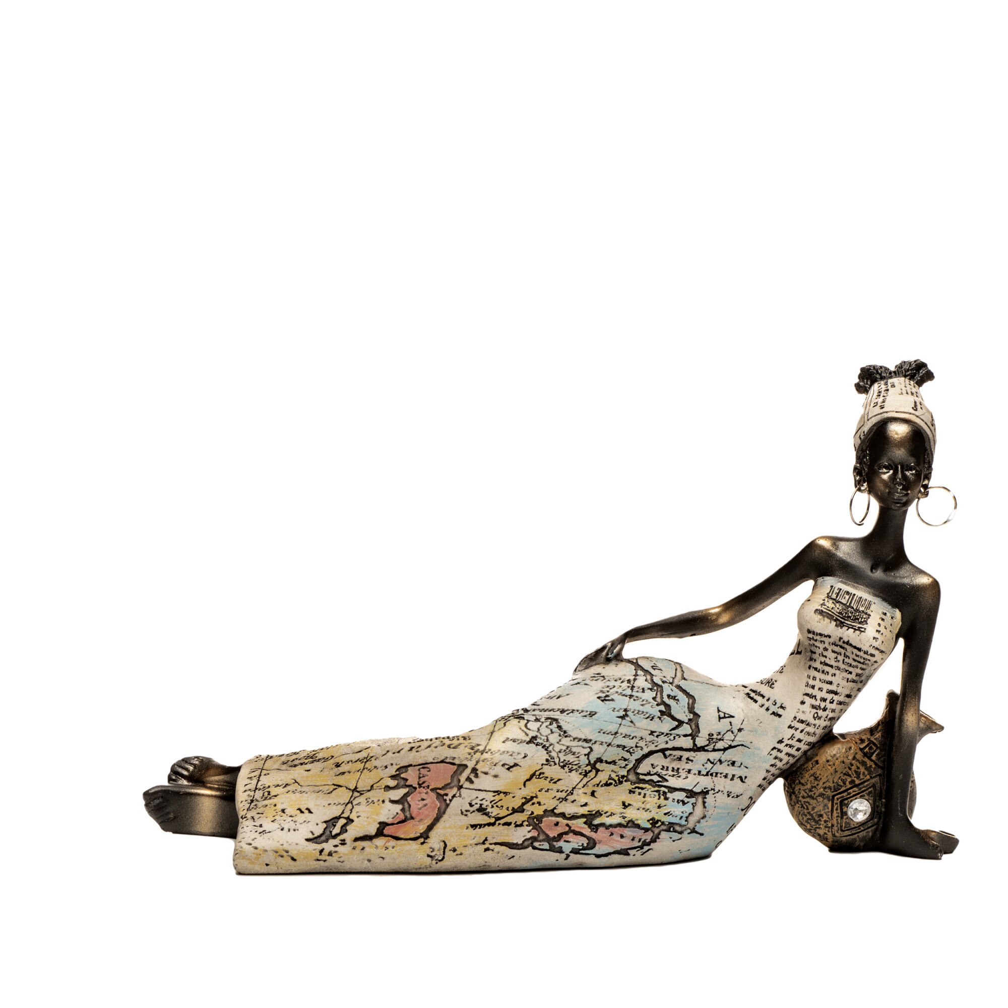 Statueta decorativa africana AYO4, 24 cm, realizata manual din rasina