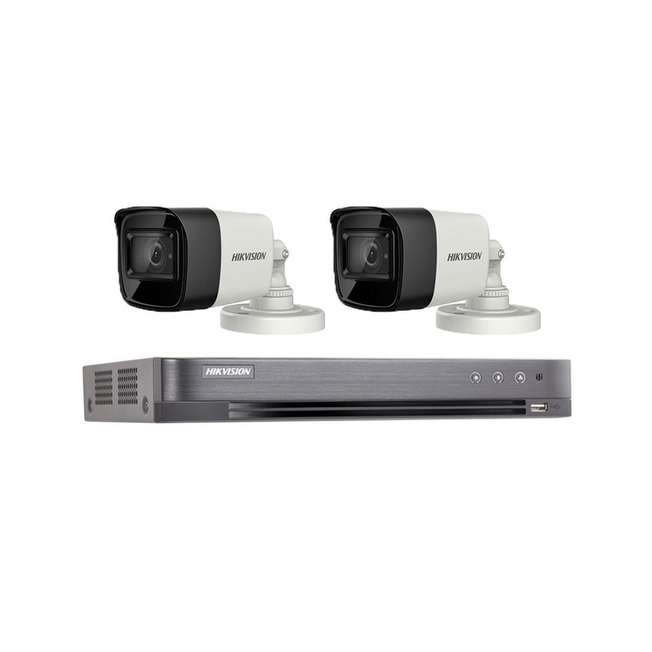 Sistem supraveghere video Hikvision 2 camere de exterior, 8 Megapixeli (4K), IR 30M